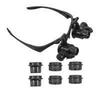 SAFIGLE Lupa con Diadema para Joyería y Reparación de Relojes con Aumento Ajustable 10x-25x, Brillo y Enfoque Regulables, Material Abs y Acrílico, Adecuado para Valoración y Ajustes