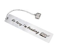 SAFIGLE Marcapáginas de Acero Inoxidable Frase Grabada Vete, Estoy Leyendo para Amantes Libros, Diseño Único y Pieza Decorativa Adecuado para Regalos