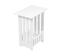 SAFIGLE Mesa Auxiliar Blanca Estrecha para Dormitorio y Sala Mesa de Noche Moderna con Diseño Hueco y Estante Inferior Mueble Pequeño y Compacto para Decoración del Hogar y Espacios