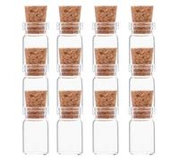 SAFIGLE Mini Botellas de Vidrio 05 Ml Tapón de Corcho Transparentes y Selladas Tamaño 10X18 MM Pack de 12 Unidades para Manualidades Botellitas Decorativas y Frascos para Deseos