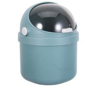 SAFIGLE Mini Cubo de Basura de Plástico Pequeño con Tapa Diseño de Dibujos Animados Azul Papelera de Mesa Compacta para Escritorio Oficina y Dormitorio 218 X 149 X 14 CM