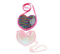 SAFIGLE Monedero para Niñas Forma de Corazón Bolso Cruzado de Lentejuelas Brillantes Multicolor y Rosa Bandolera Ajustable Bolso Infantil para Monedas y Objetos Pequeños para Pequeños