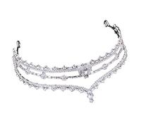 SAFIGLE nupcial tiaras novia para ser decoraciones Venda banda extrañar diadema de novia con pedrería Accesorio para el cabello nupcial de imitación Silver