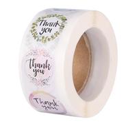 SAFIGLE Pegatinas Adhesivas de Flores para Regalo Etiquetas Thank You Autoadhesivas de Rollo de Unidades para Fiesta para Bolsas y Paquetes de Regalo