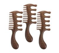SAFIGLE Peine de Masaje del Cuero Cabelludo de Madera Marrón Diseño de Cinco Dientes Redondeados para Relajación Corporal y Uso en Spa y Viajes, Pack de 3 Piezas