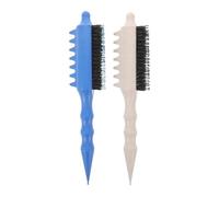 SAFIGLE Peine para Cabello Rizado y Fino 2 Unidades Azul y Color Claro Cerdas de Cerda Natural, Herramienta de Masaje de Cuero Cabelludo para Crear Ondas Grandes y Definir Peinados