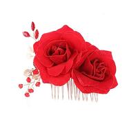 SAFIGLE Peineta de Flores para Novia Gemas de Imitación Accesorio Cabello de Tocado de Boda para Ceremonia Novia Gitana