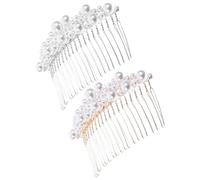 SAFIGLE Peinetas de Perlas Cabello 2 Pcs Accesorios Decorativos para Mujeres Peines de Horquilla de Aleación Peinados para Bodas y Graduaciones para Niñas y Mujeres