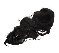 SAFIGLE Peluca Larga Negra Rizos Naturales para Cosplay Halloween y Uso Diario Fabricada Material Resistente al Calor Ofrece un Aspecto Real Raya para Adultos