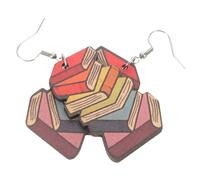 SAFIGLE Pendientes Colgantes de Madera en Forma de Libro 3d, Ligeros y Hechos a Mano, Accesorios para Regreso a Clases, Graduación y Joyas para Estudiantes y Profesores