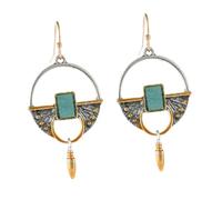 SAFIGLE Pendientes Colgantes Vintage Para Mujer Estilo Clásico Incrustación De Lapislázuli, Pendientes Largos Elegantes Para Bodas y Fiestas, Diseño Creativo y Color Dividido, Par Único