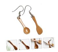 SAFIGLE Pendientes Divertidos Forma De Cuchara y Espátula Artesanales, Gancho Para Oreja Ligero De Alambre, Joyas Creativas Para Mujer Color Café, Accesorio Casual Para Uso Diario