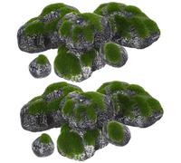 SAFIGLE Piedras Decorativas Artificiales Musgo Verde Falso, 2 Juegos (6 Piezas Cada Uno) de Espuma Ligera para Manualidades, Paisajismo y Decoración de Mesa en Interiores y