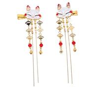 SAFIGLE Pinzas Cabello Estilo Chino Borlas, Horquillas De Aleación Duraderas Para Mujer, Accesorios Para Fiesta y Uso Diario, Paquete De 2 Unidades Diseño De Máscara Aleatorio