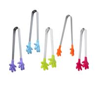 SAFIGLE Pinzas de Silicona para Alimentos Forma de Mano, 5 Piezas Portátiles y Ligeras, Ideales para Ensaladas y Actividades al Aire Libre, Diseño Colorido y Seguro