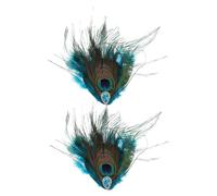 SAFIGLE Pinzas Pelo de Pavo Real Vintage con Plumaje Verde, Diseño Retro Étnico, 2 Piezas, Accesorio Portátil para Eventos Obsequios y Actuaciones