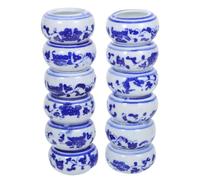 SAFIGLE Plato de Tinta Cerámico Azul y Blanco Pequeño, 12 Piezas para Caligrafía y Pintura, Tintero Multifuncional para Pinceles, Adecuado para Estudio, Taller y Arte Tradicional Chino