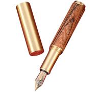 SAFIGLE Pluma Estilográfica Vintage de Latón Retro, Mini Bolígrafo de Bolsillo Cuerpo de Madera de Tigre, Portátil para Oficina y Caligrafía, Bolígrafo de Papelería y Viaje