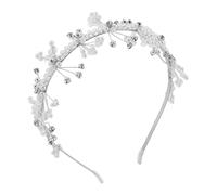 SAFIGLE Princess Crown Headpiece Faux Pearl Flower Girl Headband Comfortable Lightweight Headdress For Birthday Wedding Photography