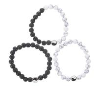 SAFIGLE Pulsera Suerte Yin Yang De Cuentas Negras y Blancas, Pulsera Artesanal De Piedra Feng Shui, Unisex Para Atraer La Riqueza, Juego De 3 Piezas Para Uso Diario y Ocasiones Obsequios