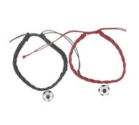 SAFIGLE Pulsera Trenzada Ajustable Con Línea De Cera Pulsera Con Dijes De Fútbol 2 Uds