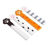 SAFIGLE Regla de Madera Diseño de Pata de Gato 15 Cm, Set de 4 Unidades (, Manchas, Rayas), Regla Práctica y Portátil, Útil Escolar y Dibujo