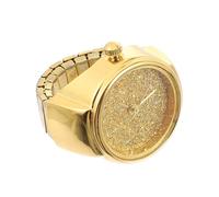 SAFIGLE Reloj de Anillo de Dedo Brillo Dorado, Diseño Sencillo y Moderno, Movimiento de Cuarzo, Unisex, Accesorio Elegante para Regalos en Cumpleaños y Navidad