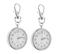 SAFIGLE Reloj de Bolsillo para Enfermera con Hebilla de Llave y Clip, Redondo, de Acero Inoxidable con Vidrio, Compacto y Preciso para Exámenes y Entornos Hospitalarios, Paquete de 2
