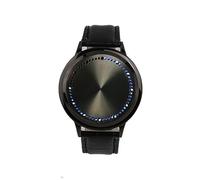 SAFIGLE Reloj Inteligente Redondo con Pantalla Táctil Led Negro Correa De PU Ligera y Ahorro De Energía para Hombre y Mujer