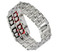 SAFIGLE Reloj Led para Hombres Retro De Aleación Plateada Pantalla Led Roja, Pulsera De Cadena Rectangular, Diseño Digital para Uso Diario y Casual