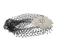 SAFIGLE Rhinestone Flower Headpiece Mesh Hair Cap para Mujer Elegante Sombrero Vintage con Detalles Brillantes Accesorio Floral para Bodas Formales