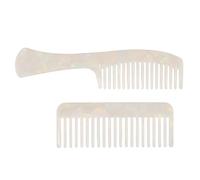SAFIGLE Set de 2 Peines Vintage de Acetato Antiestático Dientes Anchos Tamaño Grande Color Natural para Desenredar Cabello Rizado y Grueso en Peluquería y Uso Diario