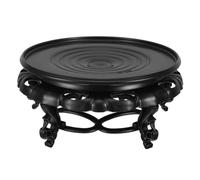 SAFIGLE Soporte para Macetas Redondo de Resina Negro, Estilo Oriental