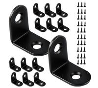 SAFIGLE Soportes en L para Estantes de Gabinete Acero Inoxidable Negro 16x30x2mm 20 Piezas Tornillos M4x16 Soporte Angular 90 Grados para Muebles Armarios Baño