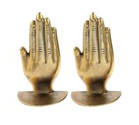 SAFIGLE Sujetalibros Decorativos de Metal Diseño Vintage en Forma de Mano, Color Oro Antiguo, Par de Soportes Resistentes para Libros Pesados, Adecuado para Estanterías, Oficina y Hogar