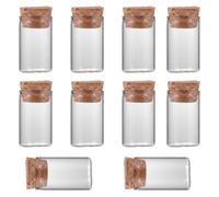 SAFIGLE Tapón de Corcho 10 Botellas de 20ml de Vidrio Transparente Botellas Creativas Ideales para Manualidades para Decoración y Regalos y Llenado Arena
