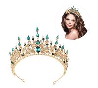 SAFIGLE tiara despedida de soltera imitación declaración fiesta decoraciones de bodas paseo tocados de novia coronas para novias the crown Mujeres de la Braut Krone aleación Green