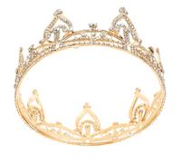 SAFIGLE Tocado de Princesa de Novia Redondo con Brillantes Gemas de Imitación para Boda Accesorio Elegante para Cumpleaños y Eventos Especiales