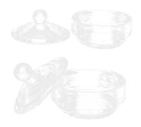 SAFIGLE Vasos Para Manicura De Vidrio Con Tapa 2 Unidades Copa Redonda Pequeña Para Uñas Acrílicas y Polvo Líquido Herramientas Para Arte De Uñas En Salón y Uso Doméstico