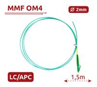 SAFIRE SF-LC-APC-OM4-0015M-D20-A Pigtail de fibra óptica - Fibra multimodo OM4 - Conector LC APC simplex - Longitud 1.5m - Cubie