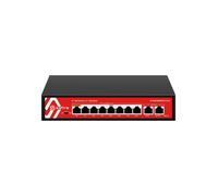 SAFIRE SF-SW1008HIPOE-G-115 Safire Switch Hi-PoE - 8 Ports PoE + 2 Uplink RJ45 - 10x 10/100/1000Mbps - 7 PoE-Ports + 30W + 1