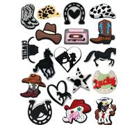 SAFITOYA 20 dijes de vaquera para zapatos zuecos, botas de discoteca rosa, decoración de estrellas de la suerte para zapatos para mujer, talla