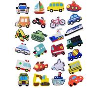 SAFITOYA Dijes para zapatos de vehículo, juego de 25 piezas, accesorios decorativos de PVC, diseño de coche, avión, tren, barco, diseño de zapatos