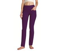 Safort Pantalones de 71 cm / 76 cm / 81 cm / 86 cm para Yoga, Pierna Recta, Tiro Alto/Regular, Cuatro Bolsillos, UPF50+, Púrpura, XXL
