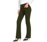 Safort Pantalones de yoga de 28, 30, 32 y 34 pulgadas, tiro regular, alto, para yoga, pantalones acampanados con bolsillos para uso casual, Large