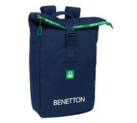 Safta Mochila para portátil BENETTON Green con solapa 15,6" 28x13x42 cm, cómoda y resistente