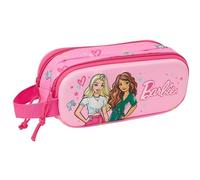 Safta Barbie 3D - Portatodo Doble 3D, Estuche Infantil, Estuche Niño, Ideal para Niños en Edad Escolar, Cómodo y Versátil, Calidad y Resistencia, 21x6x8 cm, Color Rosa/Fucsia