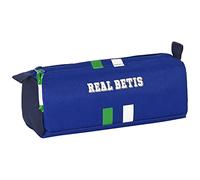 Safta, Portatodo con cremallera y compartimiento de Real Betis Balompié, 210x70x80 mm Unisex niños, Azul Y Azul Marino, Estándar