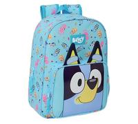 BLUEY - Mochila Escolar Infantil Animada, Mochila Niño, Mochila Infantil, Adaptable a Carro, Ideal para Niños en Edad Escolar, Cómoda y Versátil, Calidad y Resistencia, 26x11x34 cm, Color Celeste
