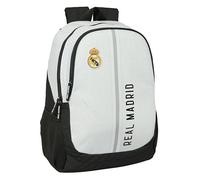Safta REAL MADRID 1ª EQUIPACIÓN 24/25 - Mochila Escolar Infantil, Ideal para Niños de Diferentes Edades, Cómoda y Versátil, Calidad y Resistencia, 32x16x44 cm, Color Blanco/gris